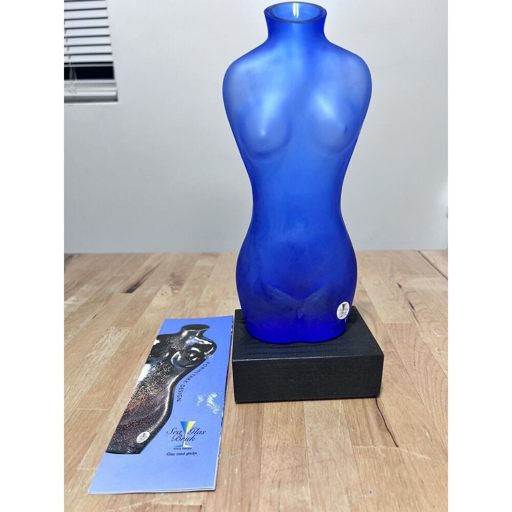 Renate Stock "Woman Torso" Daphne Sculpture, Vase, Sea Glas Bruk, Kosta, Sweden